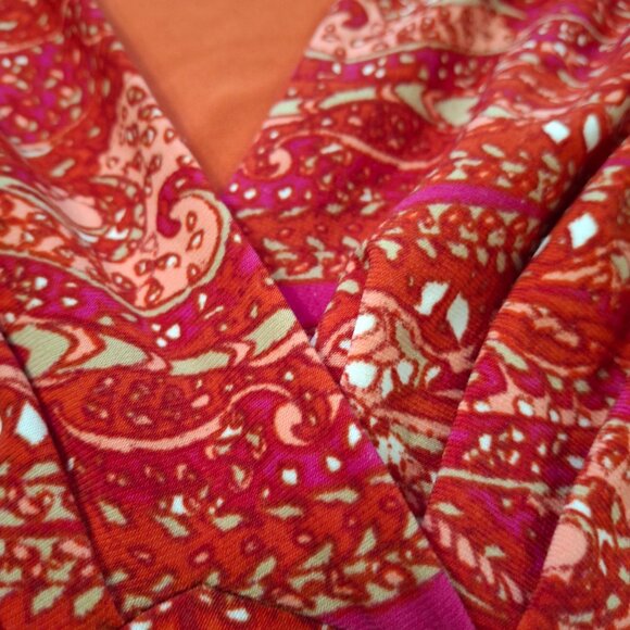 Jones New York Red Wrap Midi Dress Size 8 Empire Princess Fit & Flare Stretchy - Picture 7 of 13